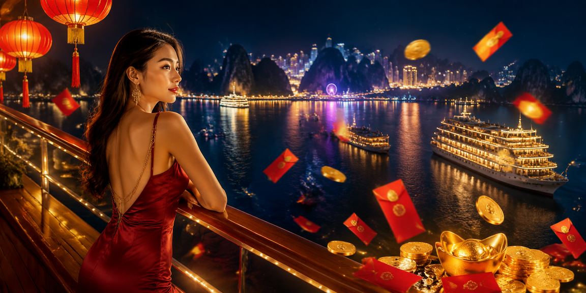 Vịnh Hạ Long lung linh với phong bì đỏ và đèn lồng may mắn